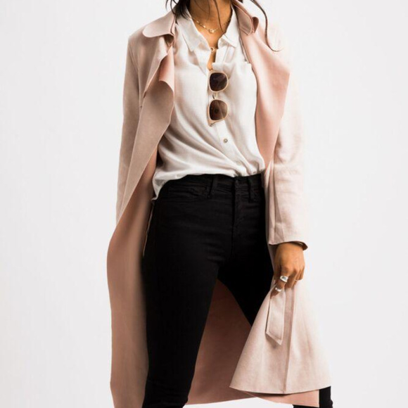 BLUSH PINK TRENCH COAT - Picture 2 of 4